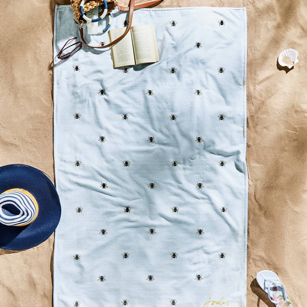 Botanical Bee Beach Towel by Joules in French Navy Blue